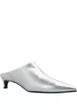 Jil Sander metallic-leather pointed-toe mules - Silver