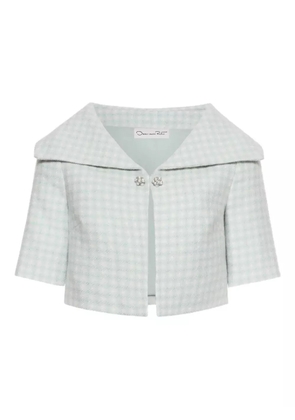 Oscar de la Renta gingham-check short-sleeve jacket - Blue