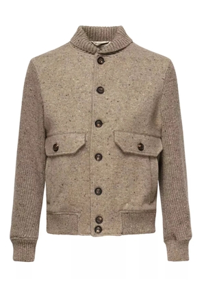 Eleventy speckled-effect ribbed jacket - Neutrals