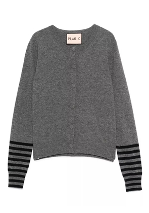 Plan C stripe-detail cardigan - Grey