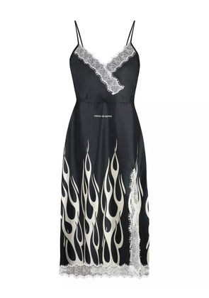 Vision Of Super lace-trim midi dress - Black