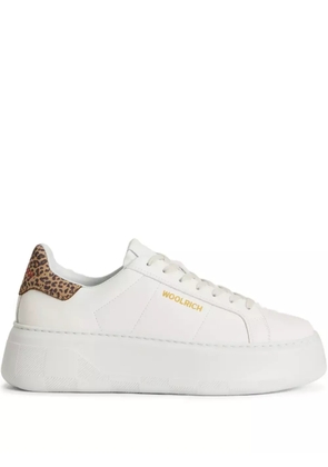 Woolrich platform leopard-print detail sneakers - White
