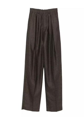 Saint Laurent pleated cotton trousers - Brown