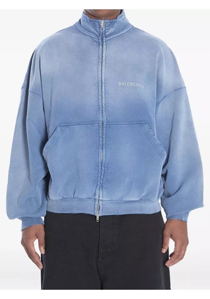 Balenciaga logo-embroidered zip-up jacket - Blue