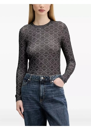 HUGO monogram-print long-sleeve T-shirt - Black