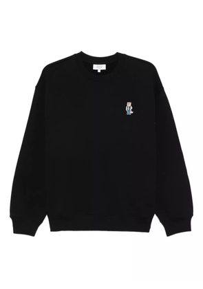 Maison Kitsuné fox-embroidered cotton sweatshirt - Black
