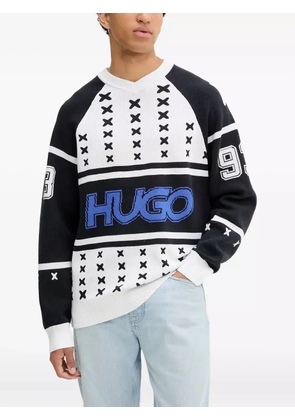 HUGO raglan-sleeve number sweater - White