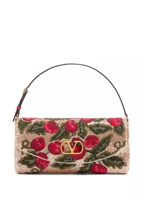 Valentino Garavani embroidered beaded shoulder bag - Neutrals