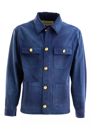 Valentino Garavani gold-button flap-pocket jacket - Blue