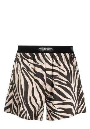 TOM FORD zebra-print silk boxers - Neutrals