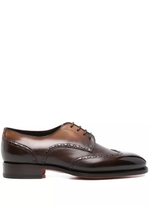 Santoni leather stitching-detail shoes - Brown
