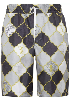 Billionaire patterned silk shorts - Grey
