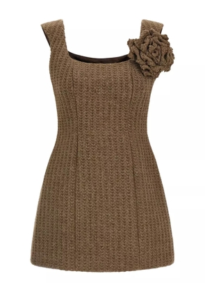 Giuseppe Di Morabito cable-knit flower-detail mini dress - Brown