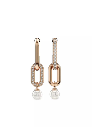 Swarovski Constella rose-gold pearl chain earrings - Pink