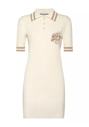 Philipp Plein knitted polo dress - White