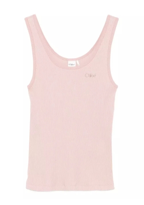 Chloé embroidered-logo tank top - Pink