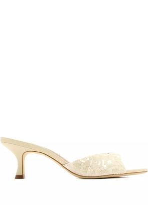 STAUD 55mm sequin-embellished sandals - Neutrals