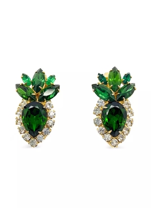 Jennifer Gibson Jewellery 1950s crystal-embellished emerald earrings - Gold