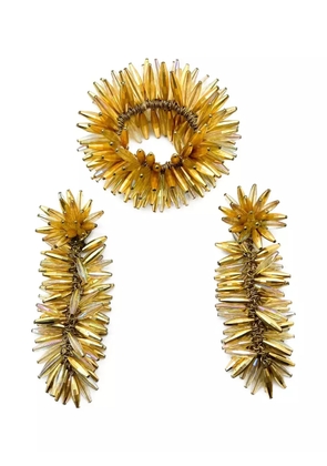 Jennifer Gibson Jewellery 1960s beaded bracelet and earrings set - Gold