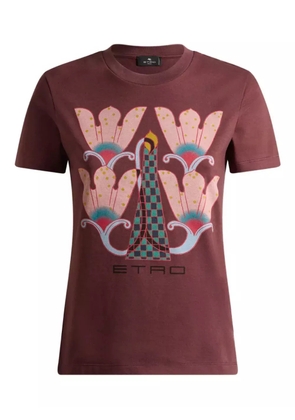 ETRO floral-print graphic T-shirt - Brown
