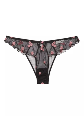 Fleur Du Mal embroidery scallop-edge thong - Black
