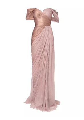 Iris Serban pleated-metallic lace maxi dress - Neutrals