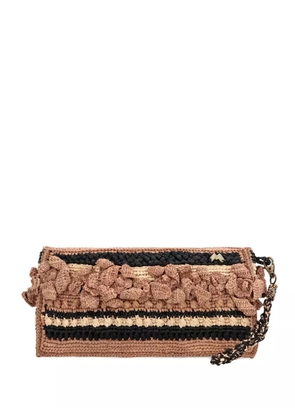MADE FOR A WOMAN Tanala raffia-crochet striped clutch - Neutrals