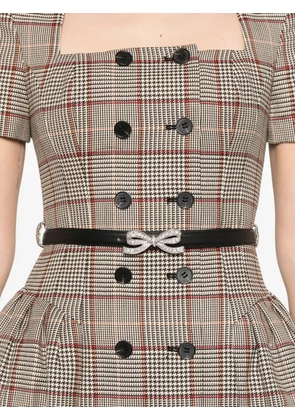 Self-Portrait checked short sleeve mini dress - Neutrals