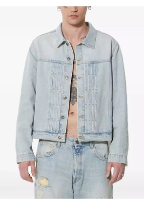 424 pleated-detail denim jacket - Blue