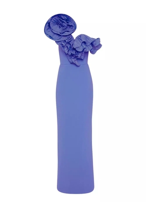 Rebecca Vallance ruffle-detail one-shoulder maxi evening dress - Blue