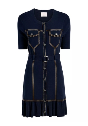 Cinq A Sept button-detailed ruffled mini dress - Blue