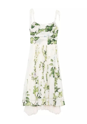 alice + olivia floral-print tie-shoulder dress - Neutrals