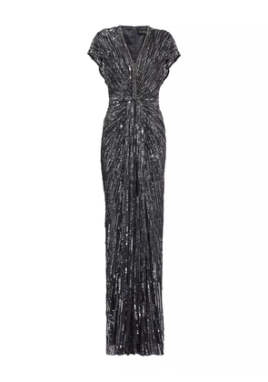 Jenny Packham Zola sequin-embellished V-neck maxi dress - Grey