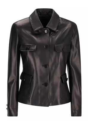 Tagliatore button-fastening flap-pocket leather jacket - Black