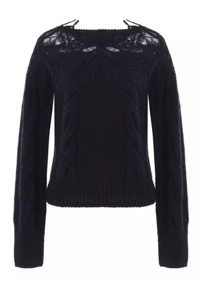 Ermanno Scervino lace-insert cable-knit sweater - Black