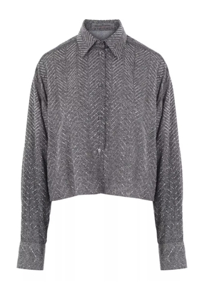 Ermanno Scervino herringbone crystal-embellished shirt - Grey