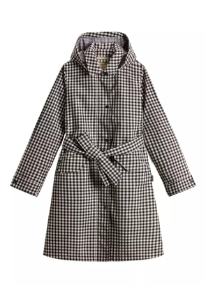 Woolrich gingham belted water-resistant trench coat - Black