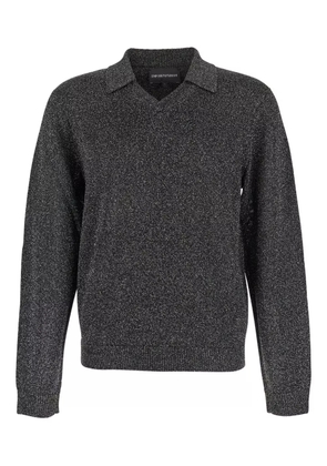 Emporio Armani polo-neck lurex sweater - Grey