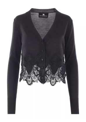 Ermanno Scervino long-sleeves scalloped-lace cardigan - Black