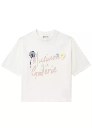Musium Div. floral-appliqué cotton T-shirt - White