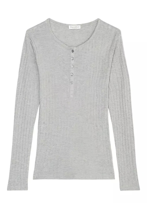 Marc O'Polo ribbed Henley top - Grey