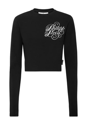 Philipp Plein long-sleeved embroidered top - Black