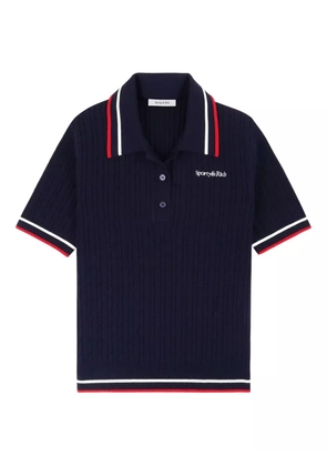 Sporty & Rich cable-knit polo top - Blue