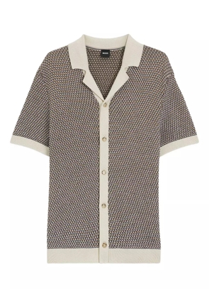 BOSS Houndstooth knitted shirt - Neutrals