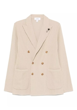 Lardini double-breasted waffle-textured jacket - Neutrals