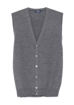 Barba v-neck buttoned vest - Grey