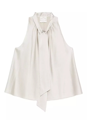 Forte Forte bow-tie satin top - Neutrals