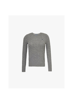 Womens Polo Ralph Lauren Logo-Embroidered Cable-Knit Wool and Cashmere Jumper