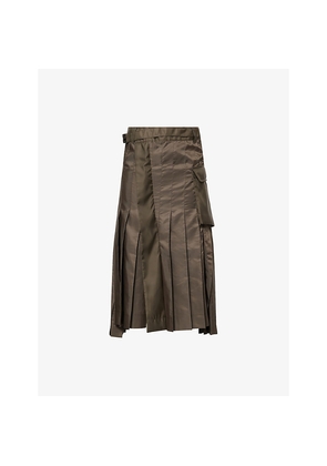 Womens Sacai Pleated Belted Shell Midi Skirt
