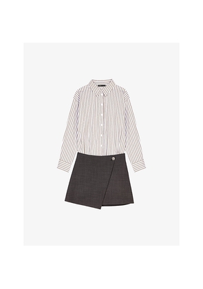 Womens Maje Rhinestone-Embellished Two-In-One Stretch-Cotton Mini Dress